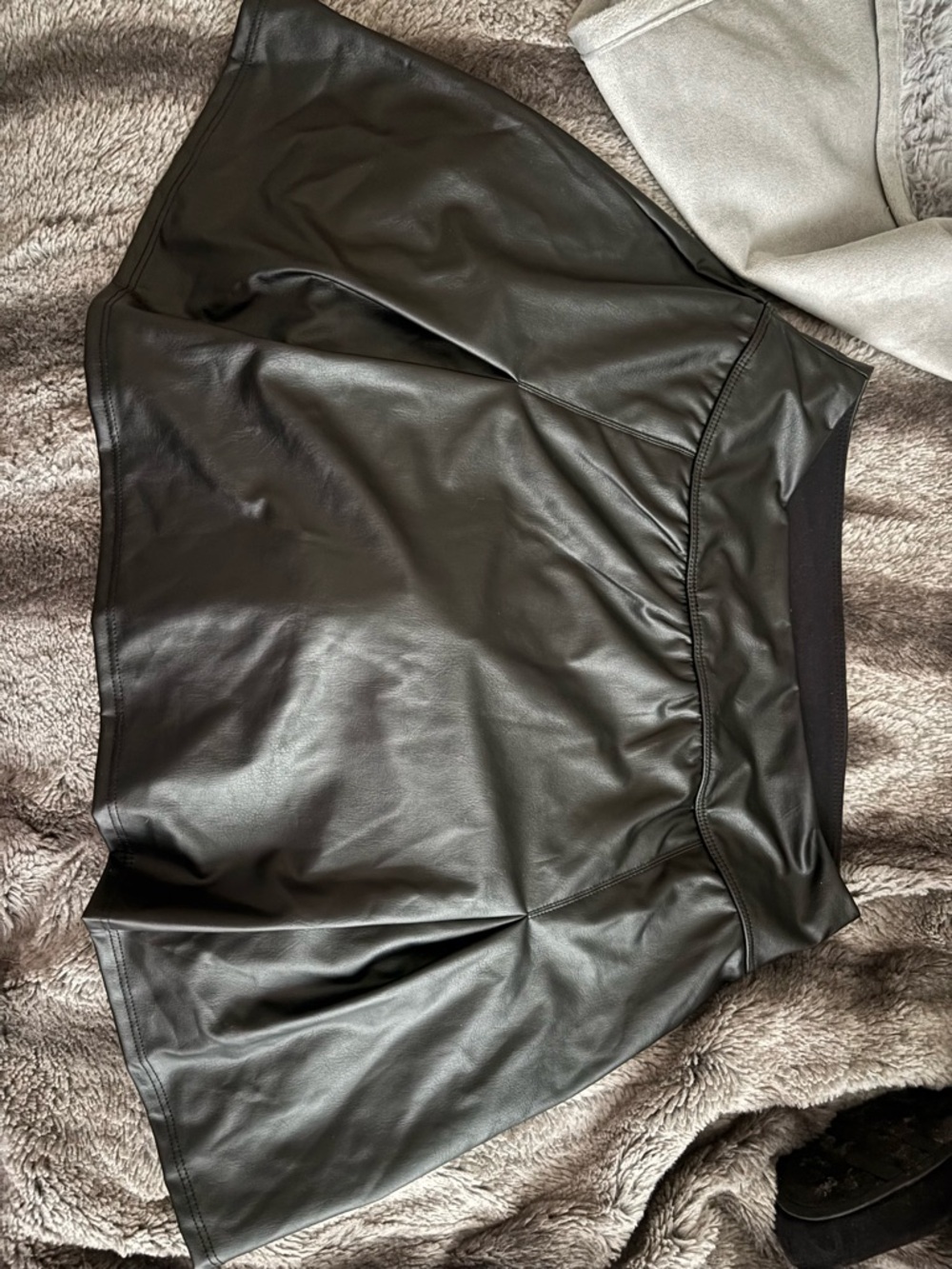 aerie Black Faux Leather Mini Skirt